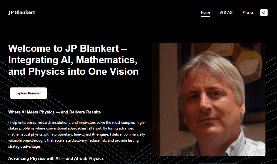 JP Blankert, PhD | AI, Physics & New Mathematics Research